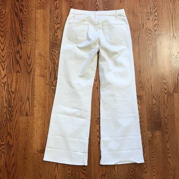 Mother the Hustler Roller Jeans Womens 33 Cream Act Natural High Rise Wide Leg - Picture 11 of 14